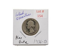 1936-D Washington Silver Quarter (Key Date)