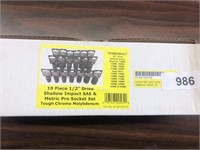 Powerbuilt 19pc 1" Drive Shallow Impact Socket Set