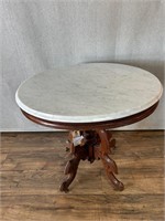 Victorian Eastlake Antique Marble Top Parlor Table