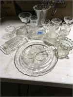 glass trays, butter dish, bowls, stemware an more