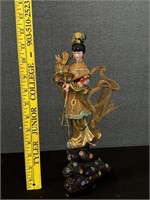 Antique Cloisonne Enamel & Brass Asian Figurine