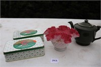 Andes Tins, Teapot & Glassware