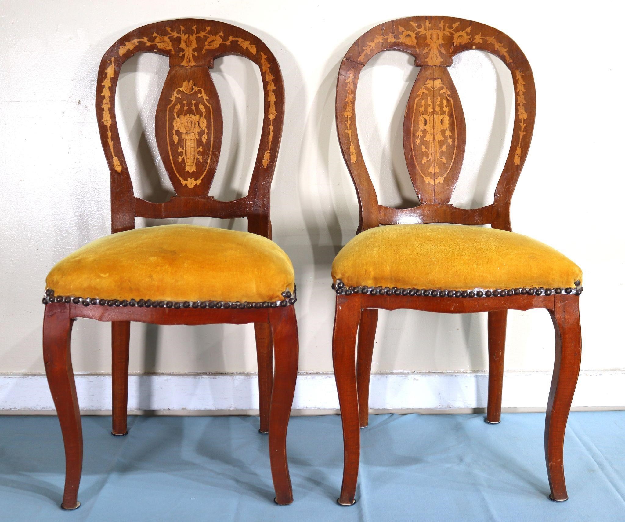 Pr. Italian Inlaid Side Chairs
