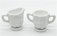 Westmoreland Milk Glass Cream & Sugar Set Paneled