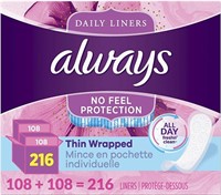 Always Thin Daily Liners Regular Unscented