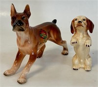 TWO CUTE VINTAGE PORCELAIN DOG FIGURINES