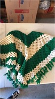 Green and white poncho