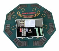 Folding Home Casino Board With Poker Chip Set