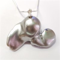 $200 Silver Free Form Freshwater Pearl Necklace