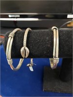 Vintage Lot 3 Silver Ankle Bracelets