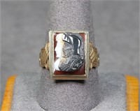 Art Deco 14K Gold Sardonyx Cameo Ring