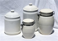 4 White Kitchen Cannisters 2 of 2 Models Each