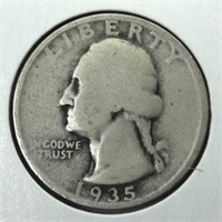 1935-S USA 90% Silver Washington Quarter