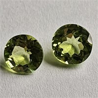CERT 1.70 Ct Faceted Peridot Gemstones Pair of 2 P
