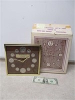 Bicentennial Genuine Coin Clock in Box Untested