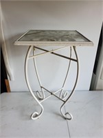 Outdoor iron side table glass top