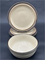 (5) English Denby Stoneware: 4 Plates & 
1 bowl