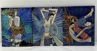 3x 11x14in Ceramic tile wall sculptures