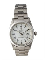 Rolex Date Oyster Perpetual Smooth Ss Watch 34mm