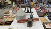 funnel, level, oil can