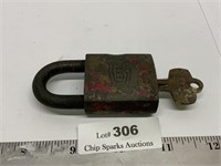 Vintage Texaco Brass Best Lock Padlock w/ Key