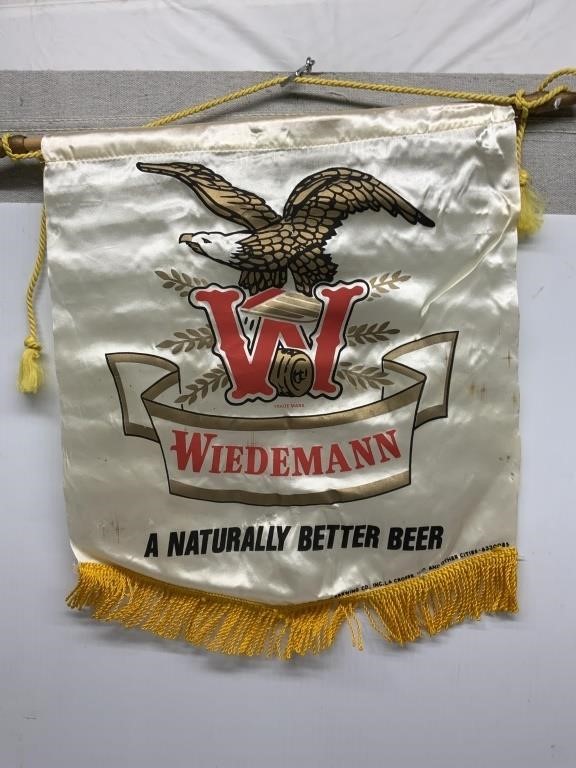 Vintage Wiedemann Beer Silk Sign Banner
