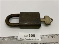 Vintage Texaco Brass Best Lock Padlock w/ Key