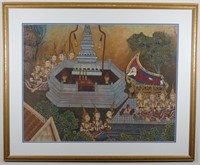 ANTIQUE INDIAN BUDDHA THANGKA PAINTING