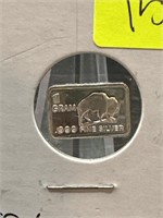 1g .999 Fine Silver Bar Buffalo