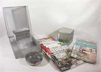 Metal Mesh Office Storage Boxes w Studio Magazines