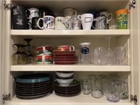 Cabinet of Dinnerware and Mugs