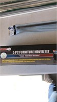 Wall paper, curtain rods, 5pc furniture mover set