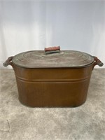 Vintage copper boiler tub with lid