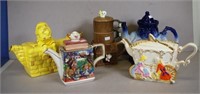 Five various novelty ceramic teapots