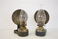 2 WALL OIL LAMPS - 13 1/4"H