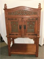 5ft tall heavily carved oak Vestment cabinet