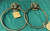 Vintage Brass Lion Head Towel Rings