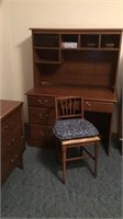 Pressed wood desk and chair