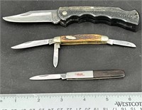 3 Nice Pocket Knives Buck, Barlow & Atco Japan