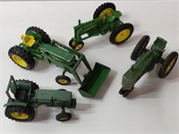 4 VINTAGE JOHN DEERE TRACTORS & LOADER