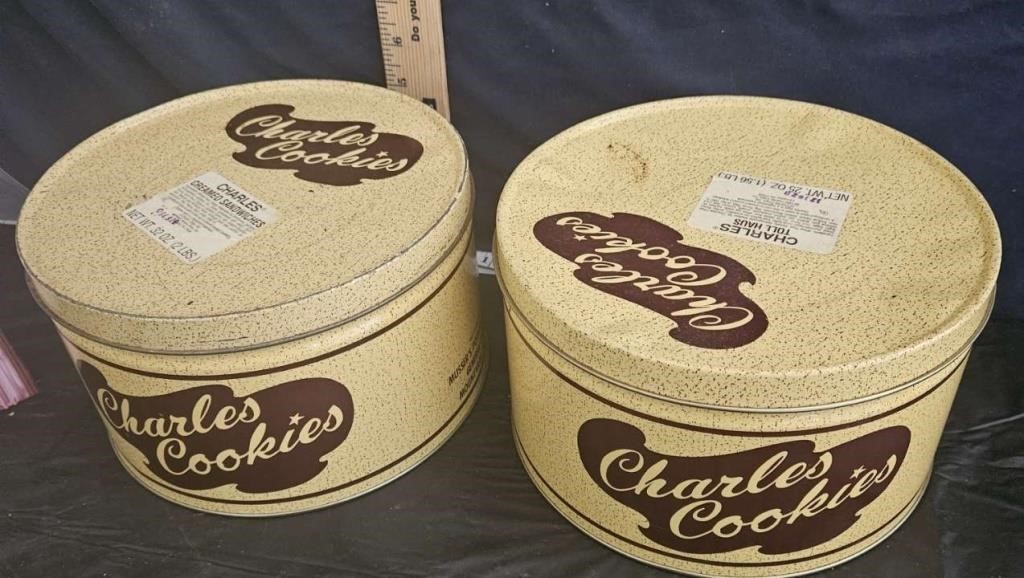 2 charles cookies tins