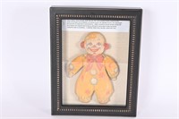 Vintage 1932 Flour Sack Clown In Box Frame