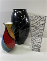 Musical Notes Vase; Colorful Swirl Vase; Tall Blac