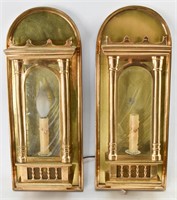 Pair of Brass Arched Candle Style Wall Scones