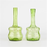 Pair of Apple Green Glass Barber Bottles