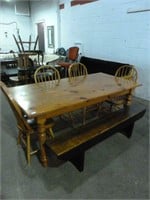 Table with 4 Chairs & Bench - Fair Condition