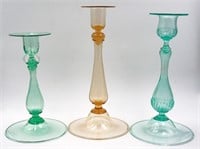Vintage Hand Blown Murano Glass Candlesticks