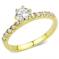 Sleek Gold-ion Plated .80ct White Sapphire Ring