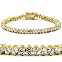 Brass Round 5.00ct White Sapphire Tennis Bracelet