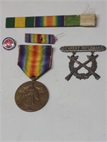 WWI US Victory Medal, Ribbon Bar Expert Rifleman